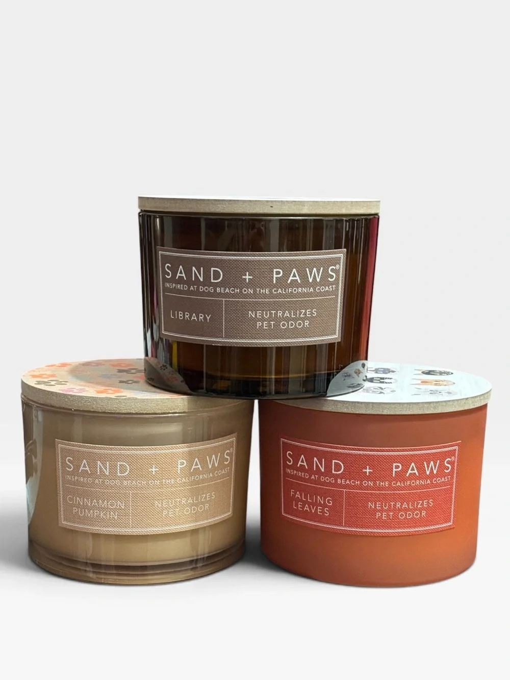 SAND + PAWS Two Wick Odor Neutralizing Scented Candle 12 Oz $28 Retail NEW